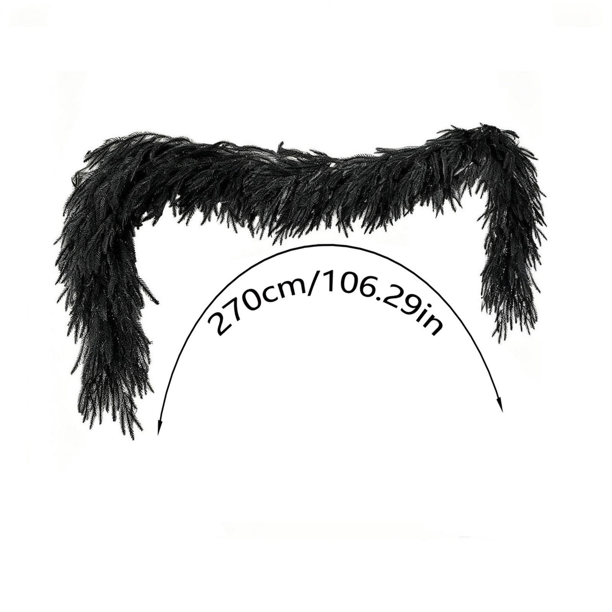 SDJMa 8.86ft Black Artificial Norfolk Pine Garland, Thickened Halloween Garland for Indoor Outdoor Fireplace Mantle Table Stairs Decor