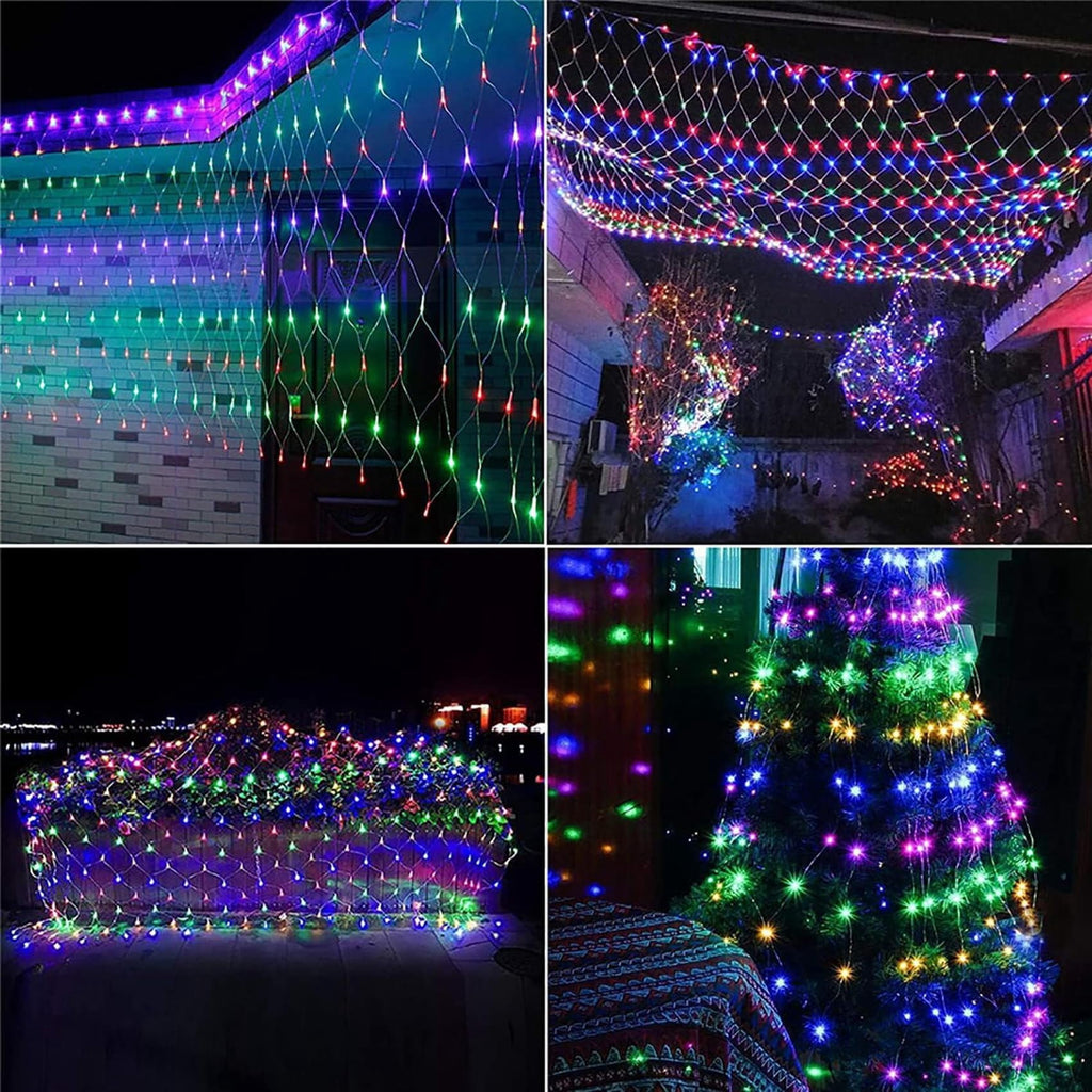 Garden Net Lights, Battery Operated 672 LED Waterproof Net Mesh Lights with 8 Modes, 6x4M Fairy String Lights for Outdoor Indoor Christmas Tree, Bush, Backyard, Garden, Party Décor