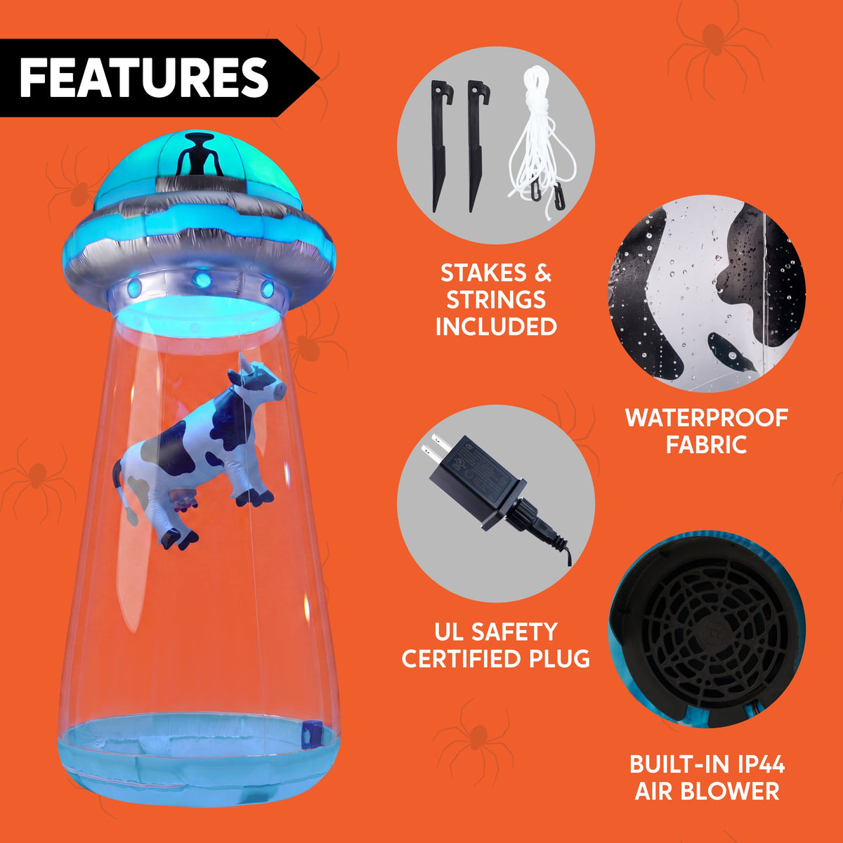 Joyfy 9 ft Halloween Inflatable UFO Alien Decoration with Built-in LEDs,UFO Halloween Decorations Outdoor Blow Up Yard Lawn Decoration