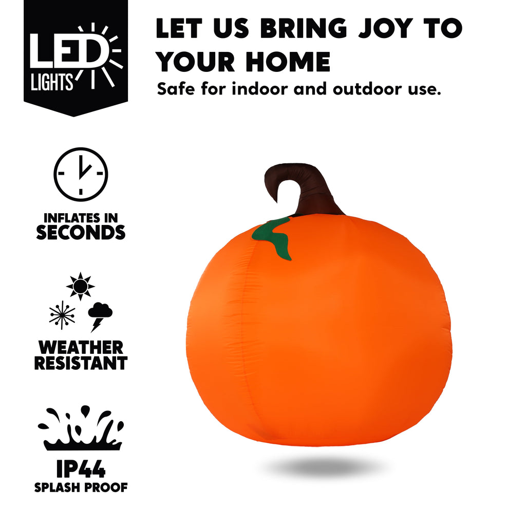 Joyfy 5 Ft Tall Halloween Inflatable Pumpkin,Blow Up Pumpkin with Projector Face and Music Lights,Outdoor Decorations for Yard,Garden,Lawn,Party
