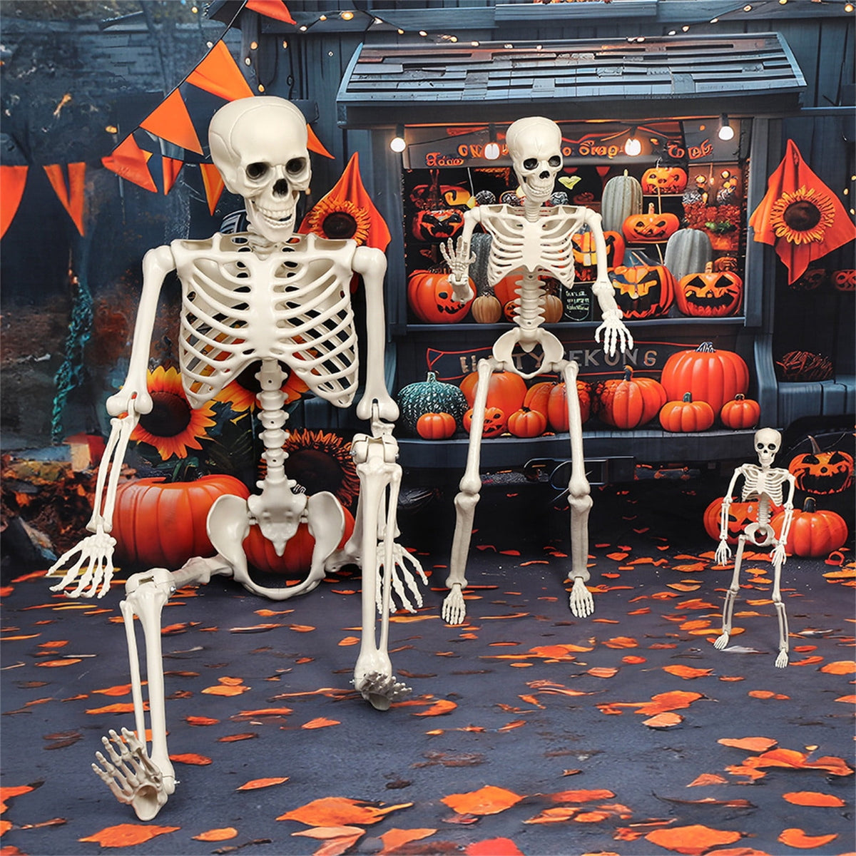 Halloween Spooky Skeleton 5.4ft Realistic Skeleton with Posable and Movable Joints Halloween Mood Enhancer, Decor for Halloween Outdoor/Indoor Decoration