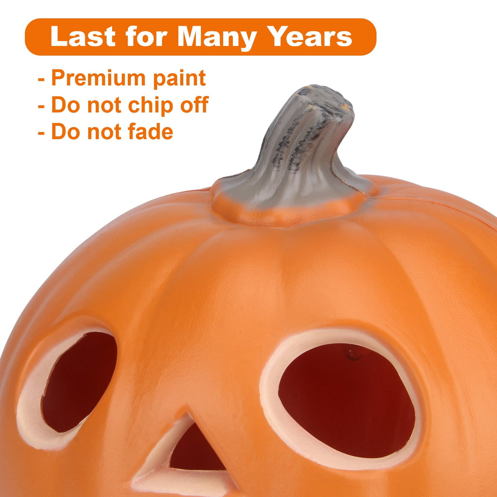 Gamexcel 21" LED Light-Up Jack O Lantern, Pre-lit Halloween Plastic Pumpkin Lights for Indoor/Outdoor Decoration - Angry Face
