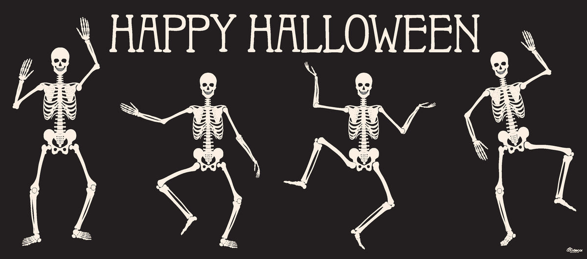 7' x 16' Skeletons Halloween Garage Door Banner - Lively & Spooky Double Garage Door Decorations