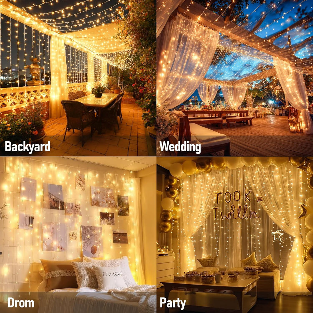General Smart Curtain Lights, 400LED 6.6FT x 6.6FT Color Changing Valentine's Day Christmas Lights with Remote & APP, Dynamic DIY Fairy String Lights for Indoor Outdoor Bedroom Decorations
