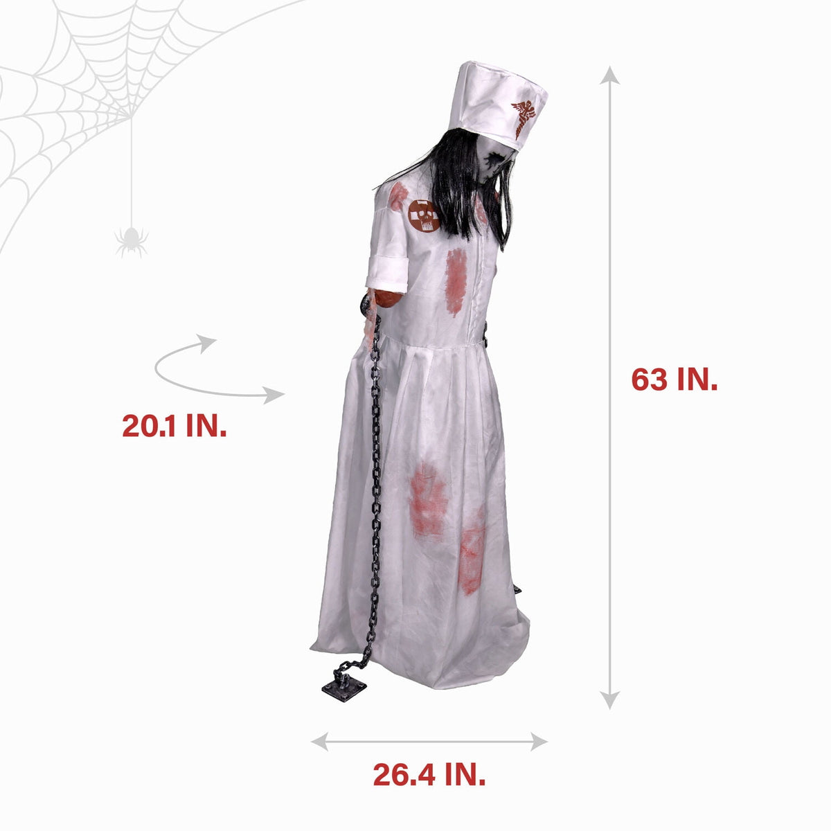 Haunted Hill Farm Life-Size Animatronic Convulsing Nurse by Tekky Halloween Decoration, 5.2-Ft.