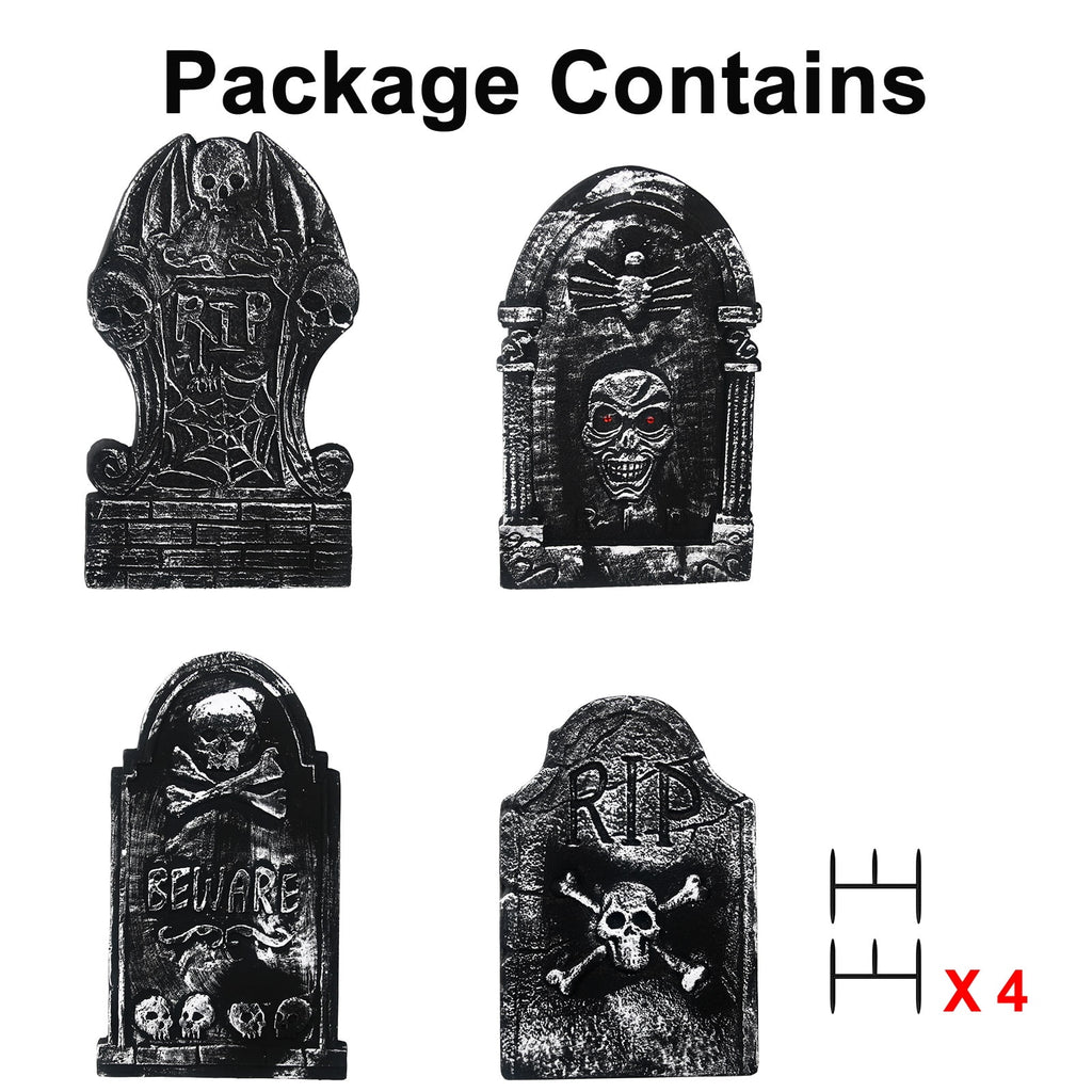 Halloween Foam RIP Graveyard Tombstones, 7Pack(3 x L-Size + 4 x XL-Size) Foam Tombstone for Halloween Party Outdoor Decorations