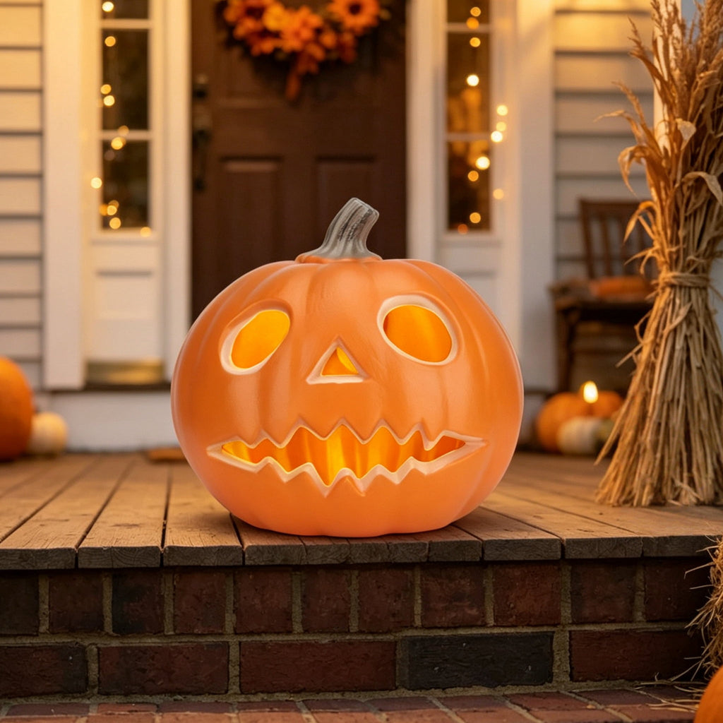 DUNCHATY 21" LED Pumpkin Light, Extra Large Angry Jack O' Lantern Halloween Decor for Outdoor Yard - Furious Face