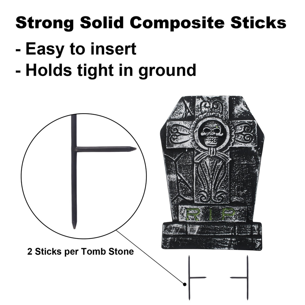 Halloween Foam RIP Graveyard Tombstones, 7Pack(3 x L-Size + 4 x XL-Size) Foam Tombstone for Halloween Party Outdoor Decorations