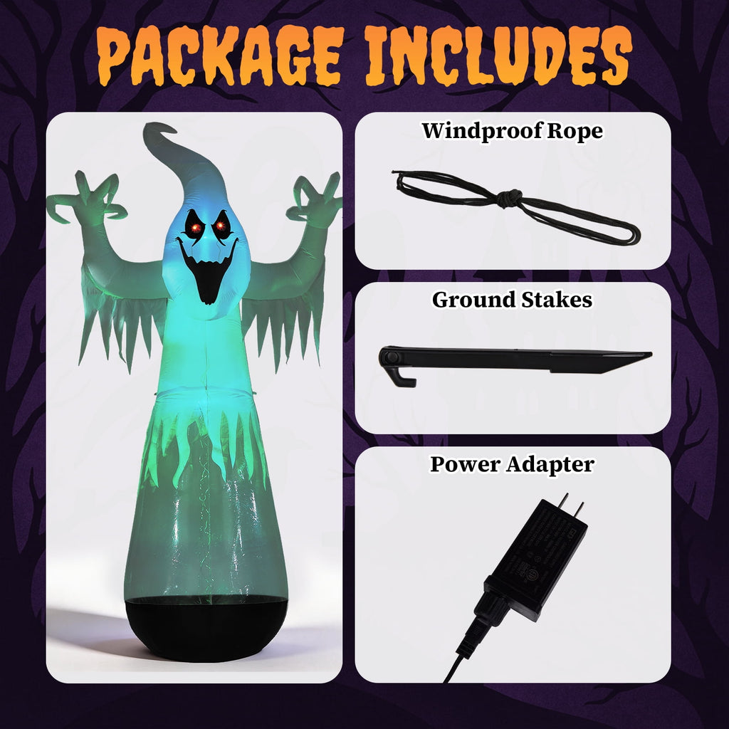 Ktaxon 12' Halloween Inflatables Ghost Outdoor Halloween Decoration,Color Change,Built-In LED