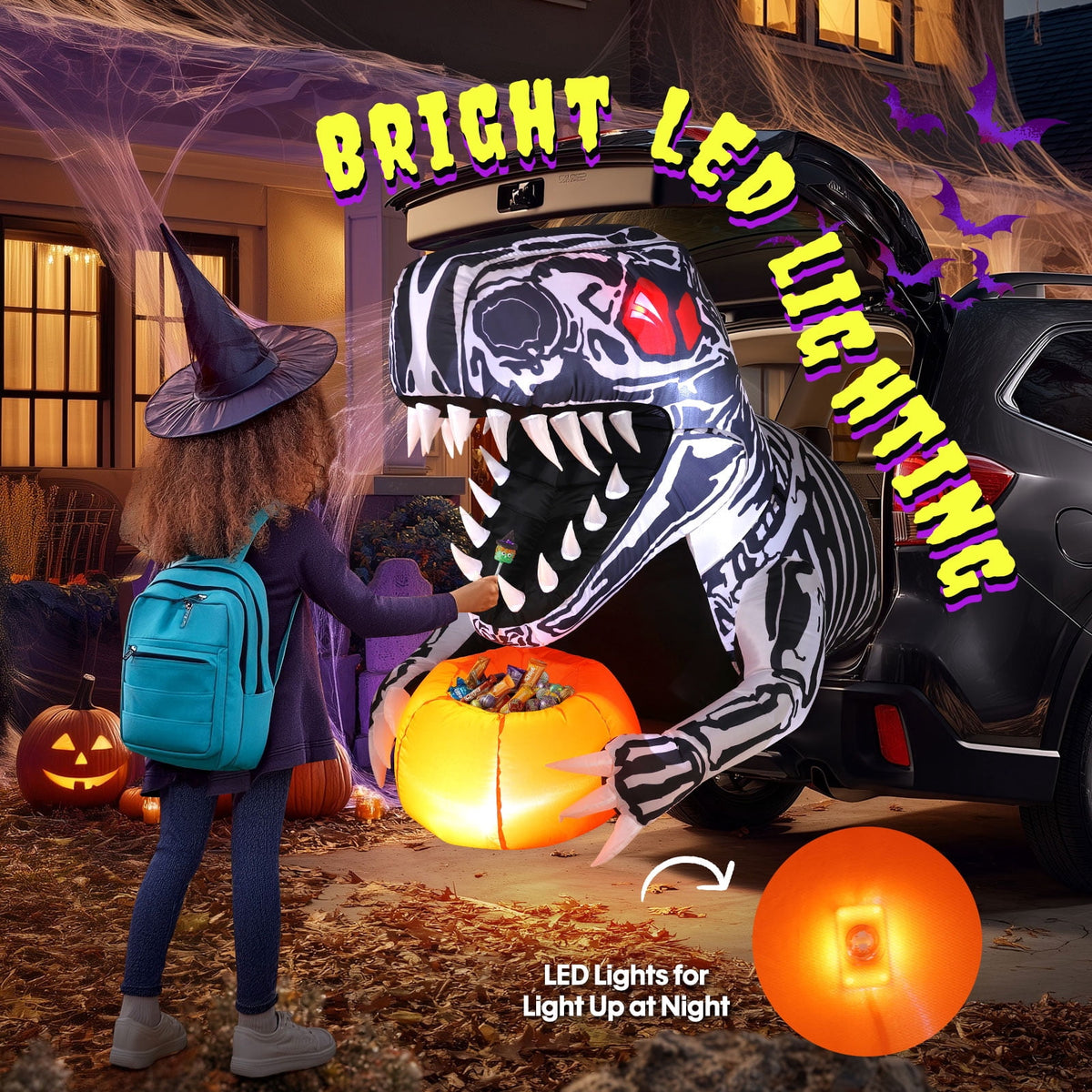 Ayieyill Halloween Inflatables Decorations Skeleton and Dog, Halloween Blow ups Yard Decorations Outdoor for Garden Lawn