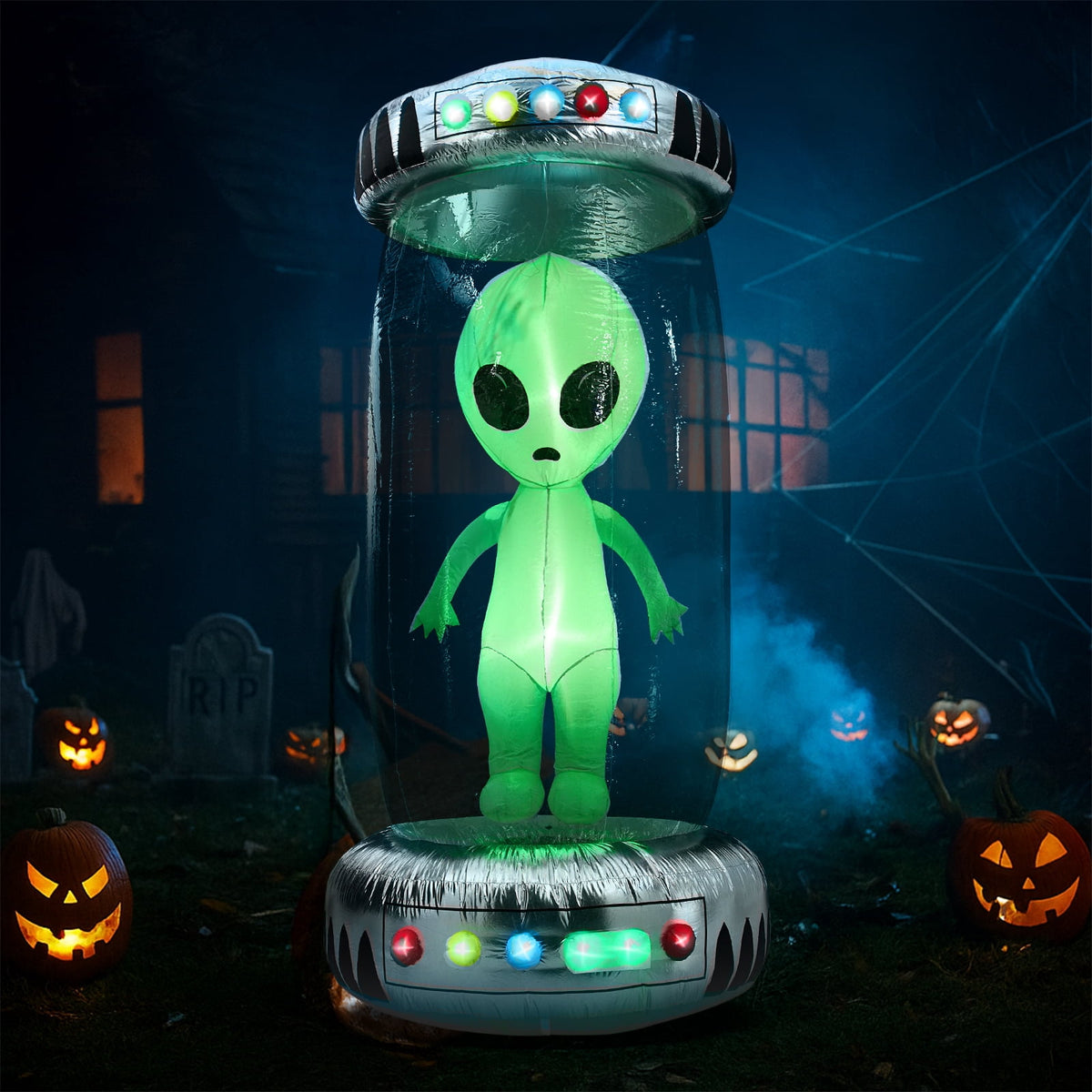 Ktaxon 8.2' Halloween Inflatables Outdoor Halloween Decoration Giant UFO Blow up Decor