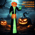 106.25IN Inflatable Pumpkin Ghost Halloween Decor with 6 LED Lights Waterproof Polyester Yard Ornament