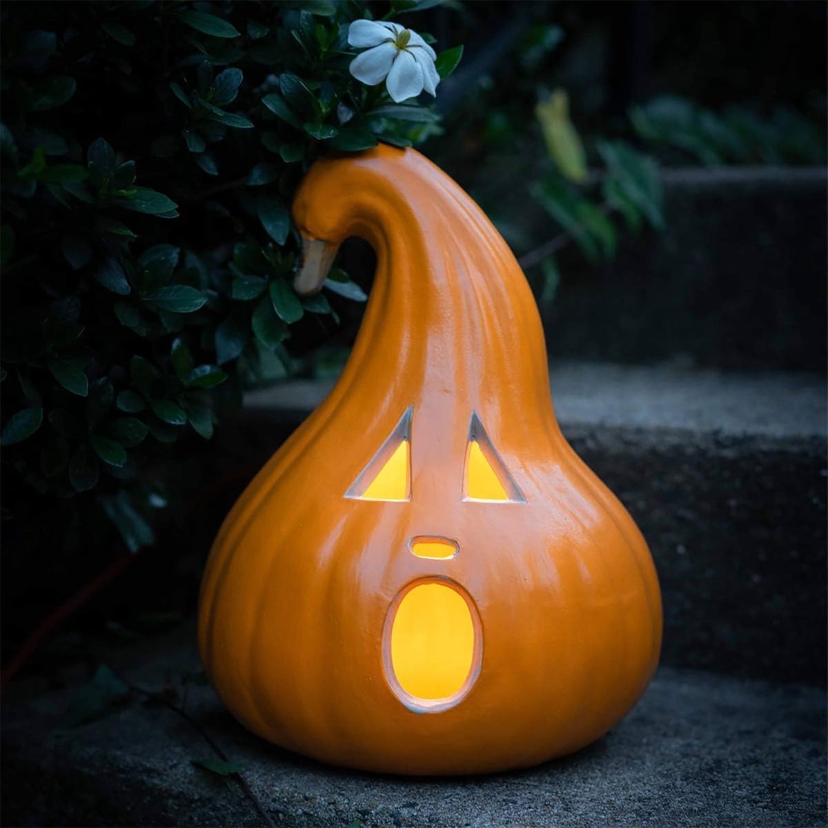 Gamexcel 21" LED Light-Up Jack O Lantern, Pre-lit Halloween Plastic Pumpkin Lights for Indoor/Outdoor Decoration - Angry Face
