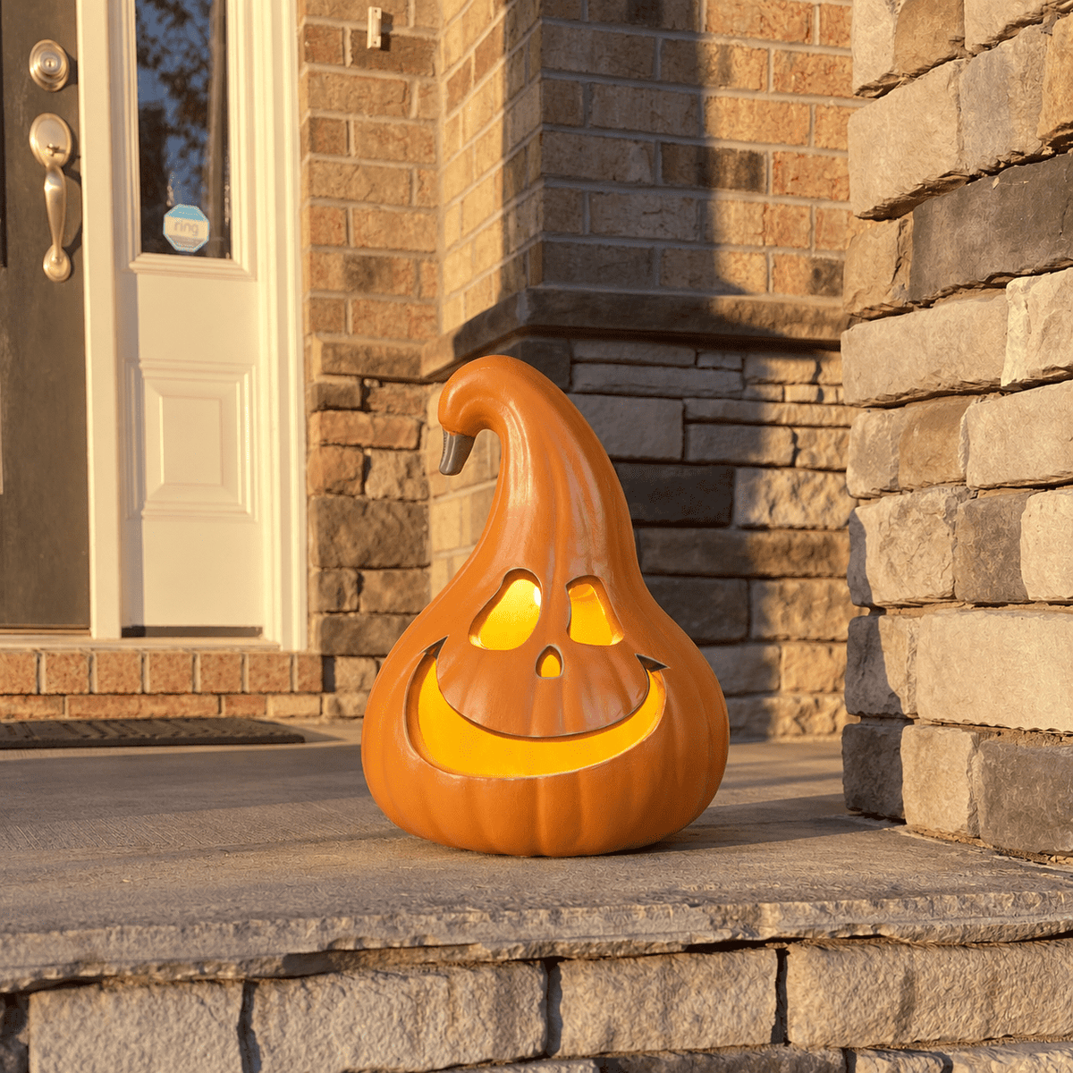 Gamexcel 21" LED Light-Up Jack O Lantern, Pre-lit Halloween Plastic Pumpkin Lights for Indoor/Outdoor Decoration - Angry Face