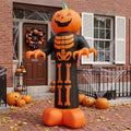 12ft Giant Halloween Inflatable Grim Reaper with Skeleton Ribs and Pumpkin 115 LED Lights