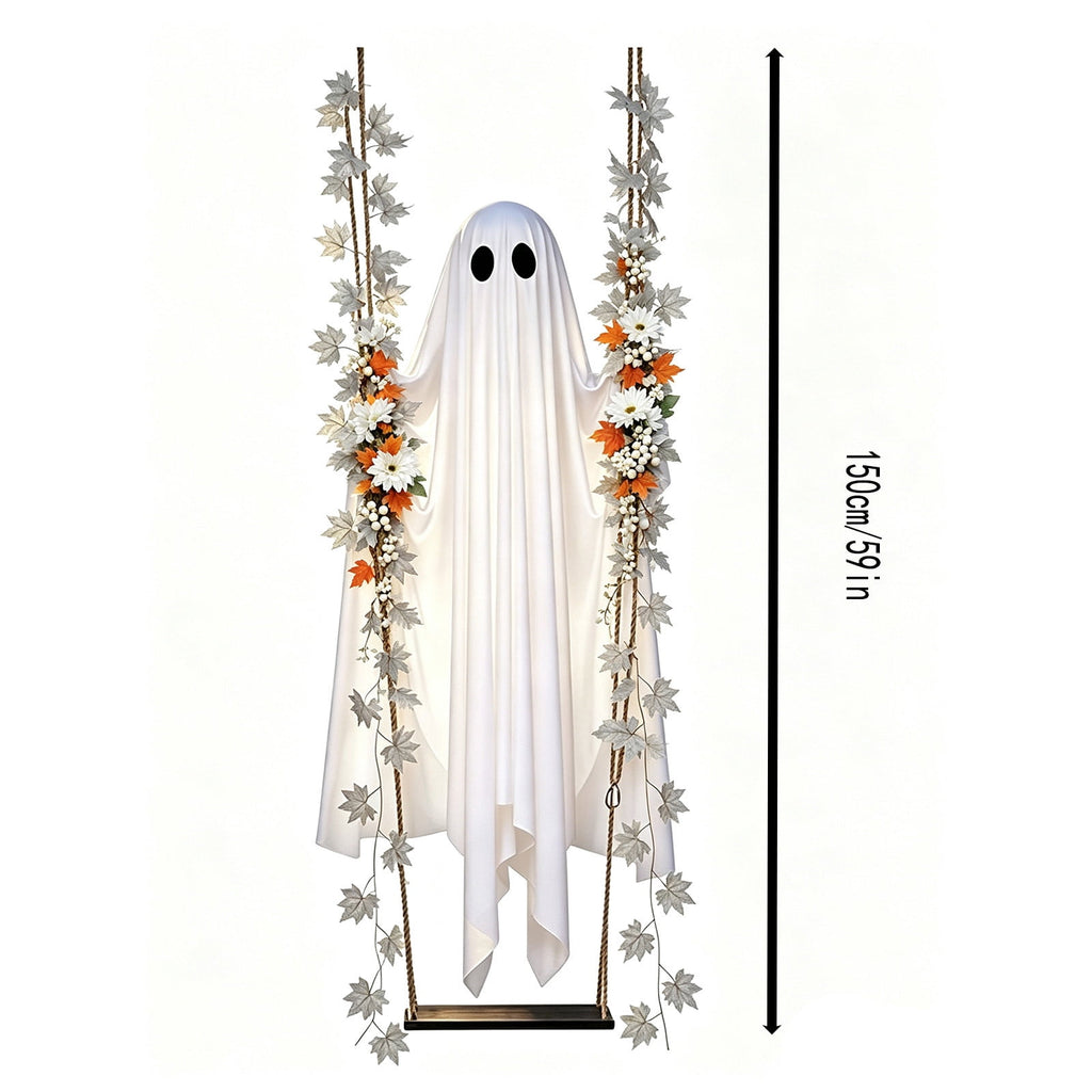 Outdoor Halloween Decorations Gaslight Ghoul, 79" Tall Hanging Skeleton Holding Street Light with Creepy Blue Eyes, Tattered Robe Ghost Decor for Yard Patio Walkway, Front Porch, Road