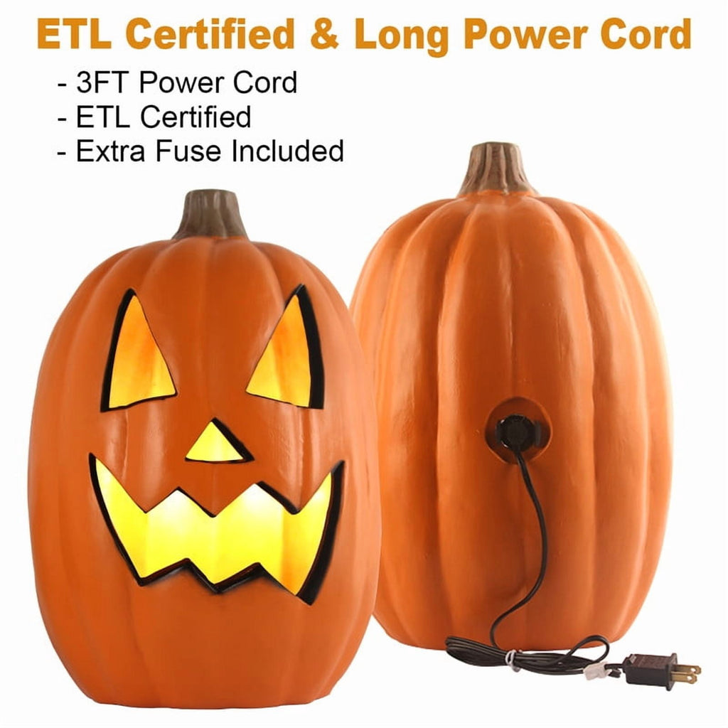 DUNCHATY 21" LED Pumpkin Light, Extra Large Angry Jack O' Lantern Halloween Decor for Outdoor Yard - Furious Face