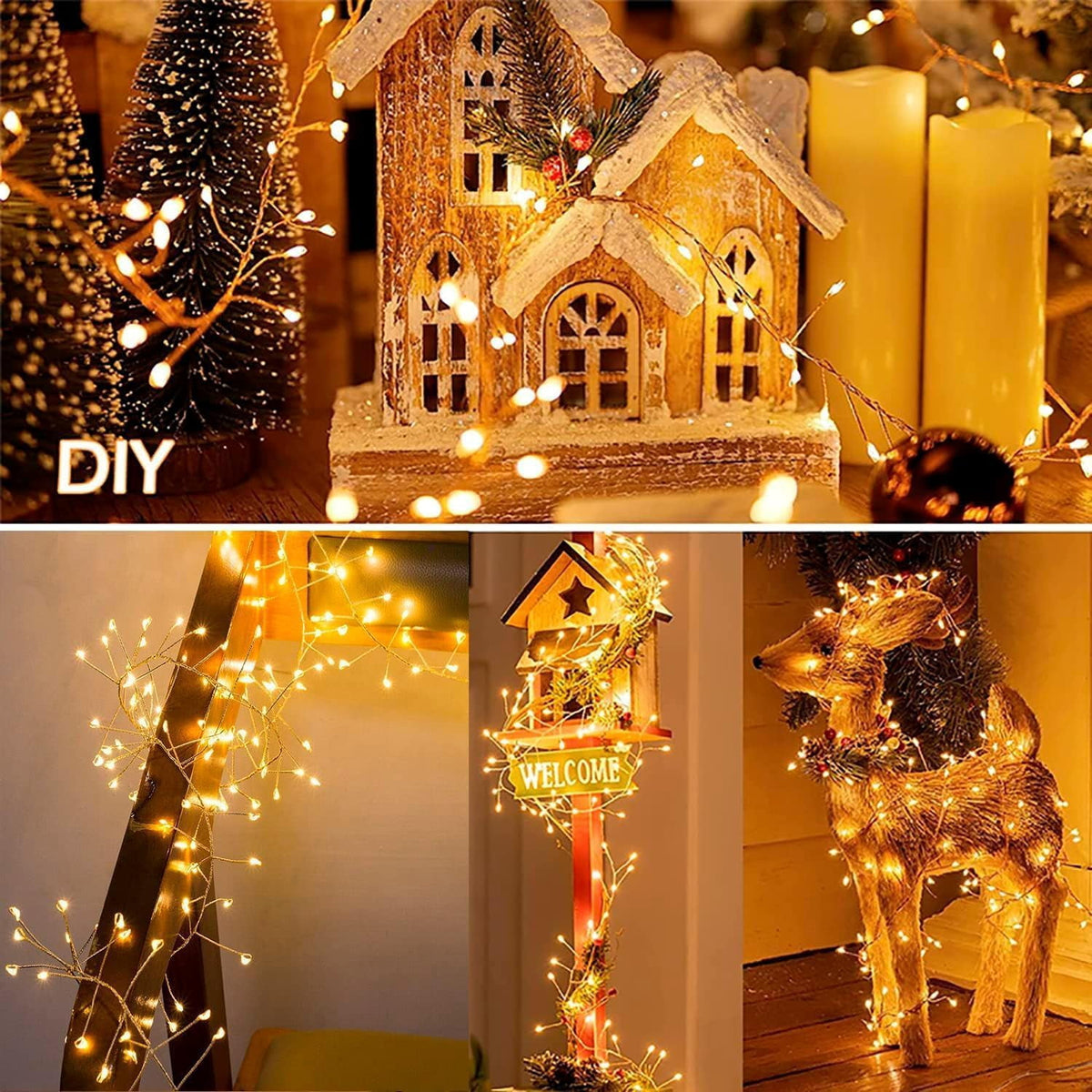 Fairy Lights with Remote,27M 900LED Plug-in Powered Waterproof Starry Cluster Lights, Copper Wire Firecracker String Light for Christmas Tree