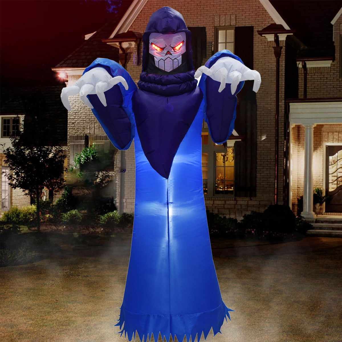KINQUINN 7.55 Ft Giant Halloween Inflatable Decorations Outdoor Blow Up Grim Reaper Ghost LED Lights Stakes Tethers Yard Garden Lawn Home Party Holiday Outside Decor