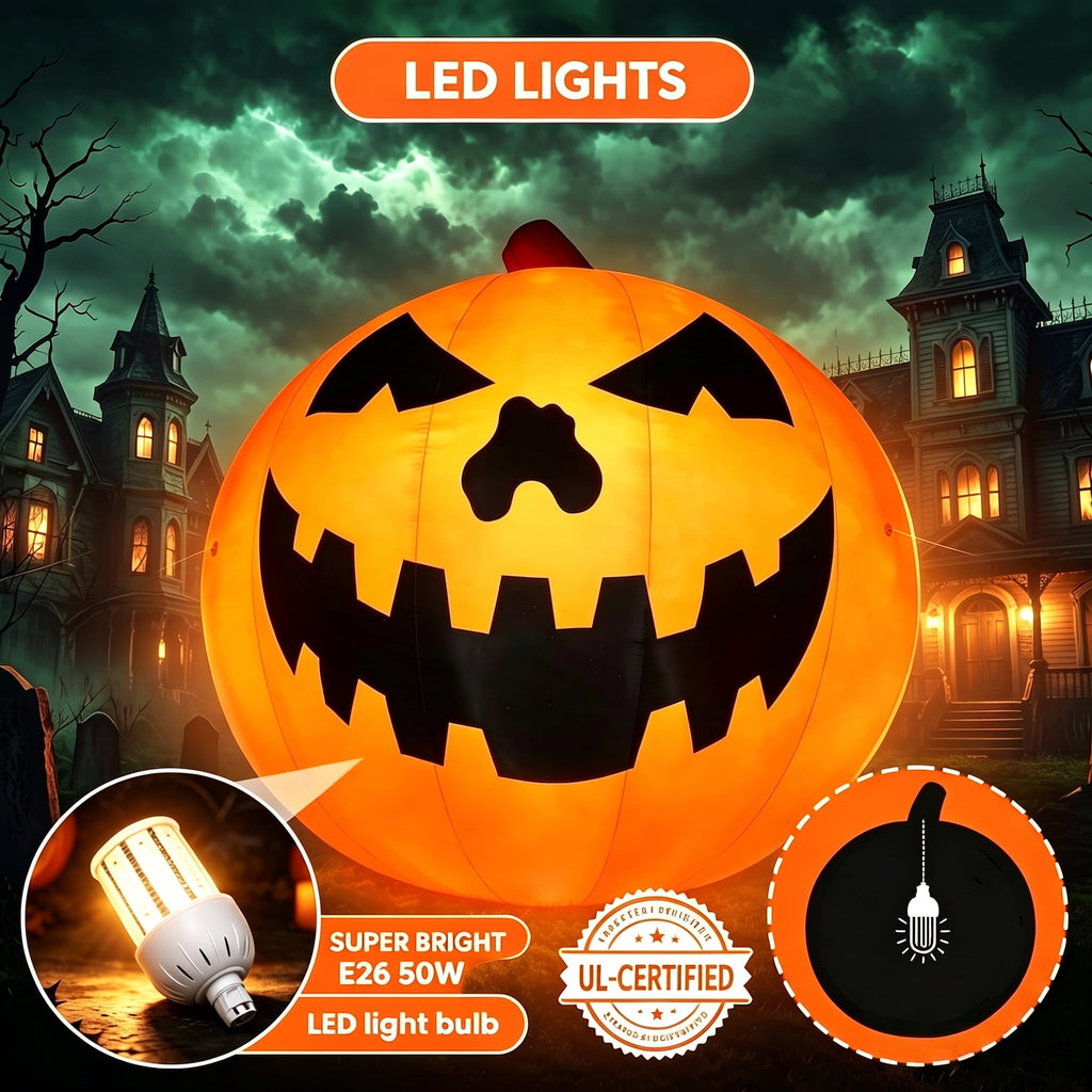 BPMIO 20FT Halloween Giant Inflatable Pumpkin Outdoor Yard Decoration with 550W Blower, 420D Oxford UL-Certified LED Light for Garden Commercial Party