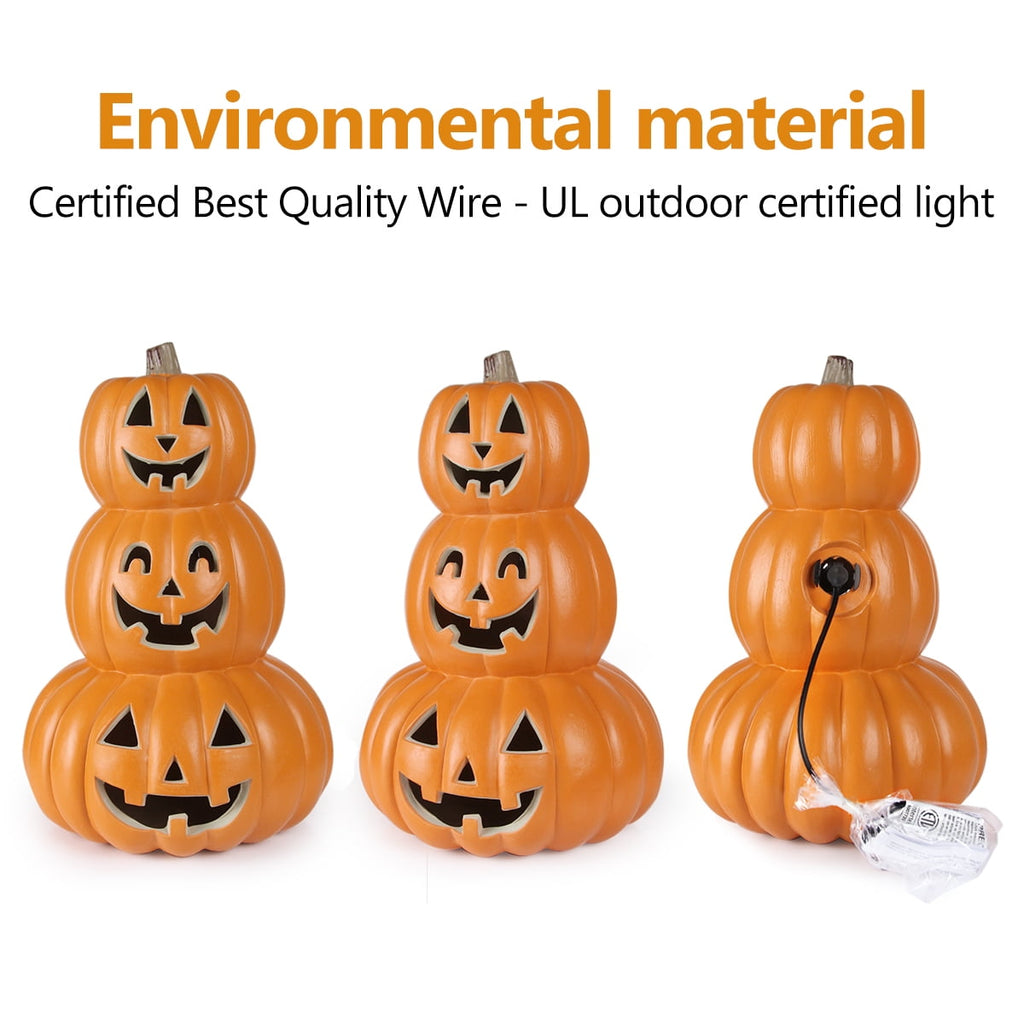 4Pack LED Lighted Jack O Lantern Indoor Outdoor Halloween Large Pumpkin Lantern Decoration