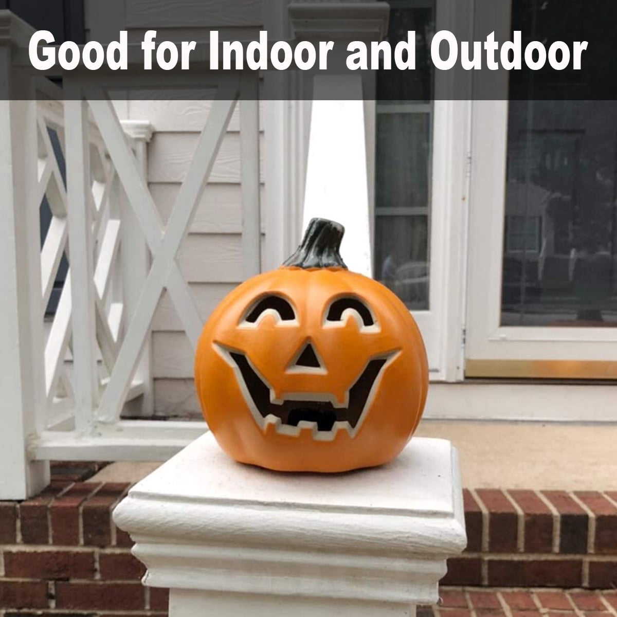 Gamexcel 21" LED Light-Up Jack O Lantern, Pre-lit Halloween Plastic Pumpkin Lights for Indoor/Outdoor Decoration - Angry Face