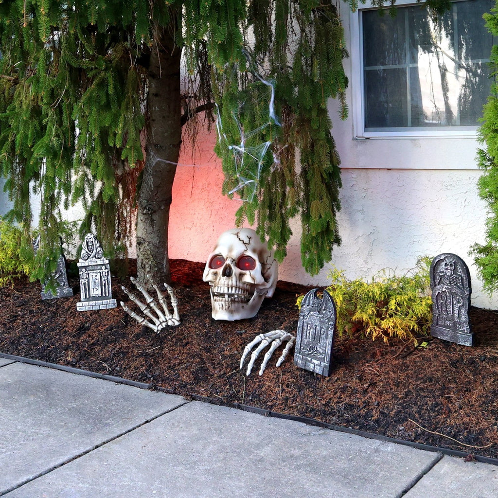Haunted Hill Farm Halloween Decoration Giant Talking Skeleton with Hands Red 1.3-Ft.