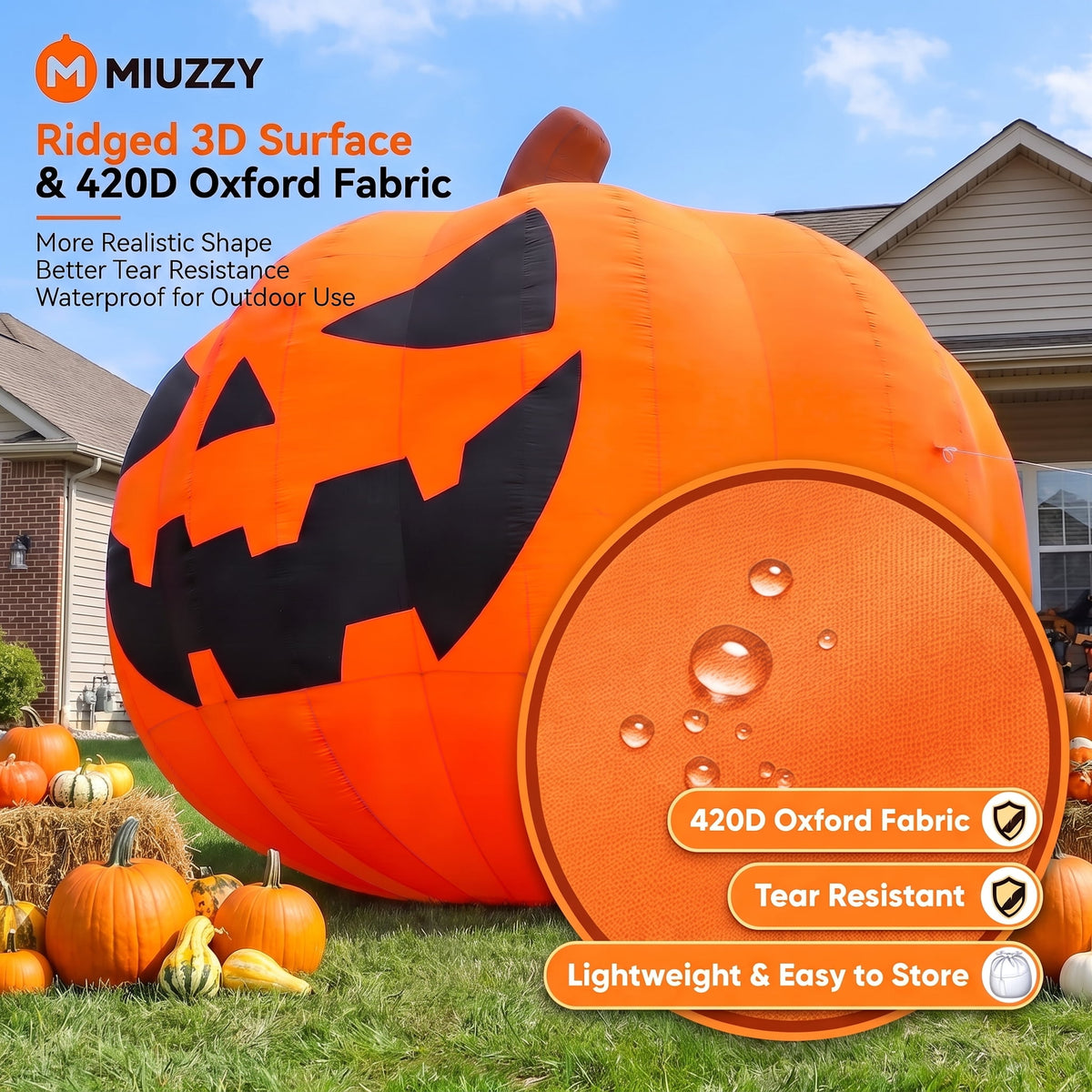 BPMIO 20FT Halloween Giant Inflatable Pumpkin Outdoor Yard Decoration with 550W Blower, 420D Oxford UL-Certified LED Light for Garden Commercial Party