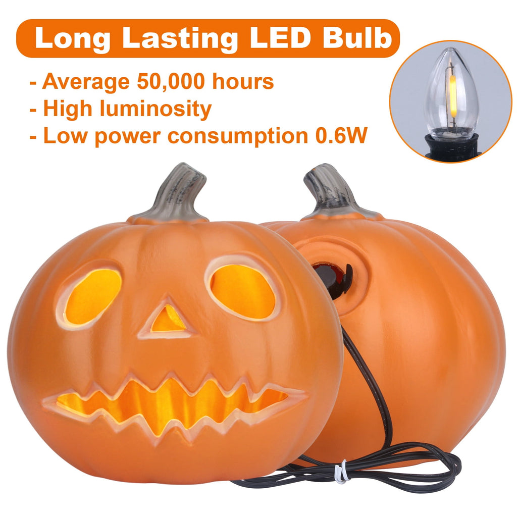 Gamexcel 21" LED Light-Up Jack O Lantern, Pre-lit Halloween Plastic Pumpkin Lights for Indoor/Outdoor Decoration - Angry Face