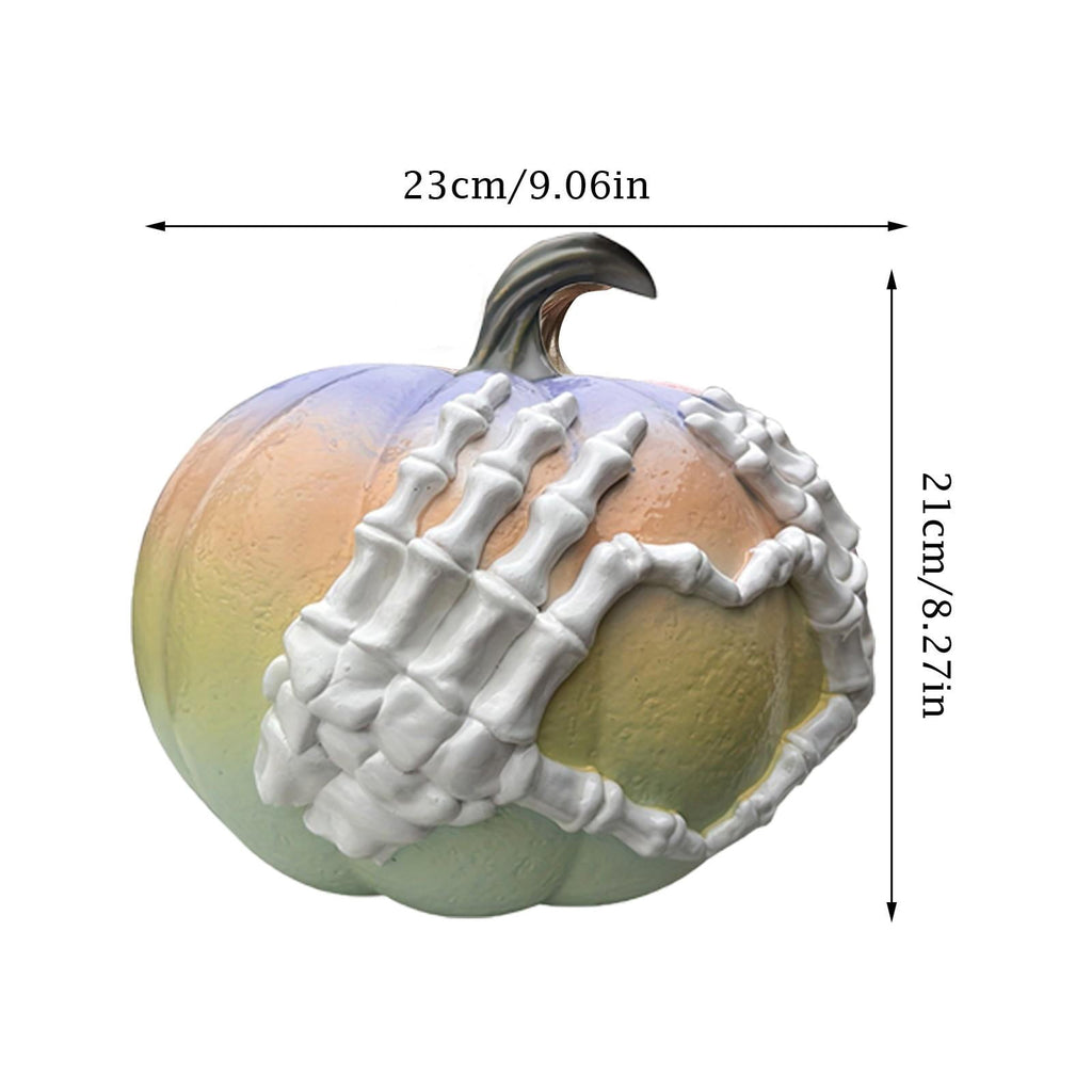 1 Pastel Halloween Decor Gothic Halloween Resin Pumpkin with Skeleton Hands Halloween Pumpkin Decor for Indoor Table Mantel Halloween Party Haunted House Home Display 1 Piece