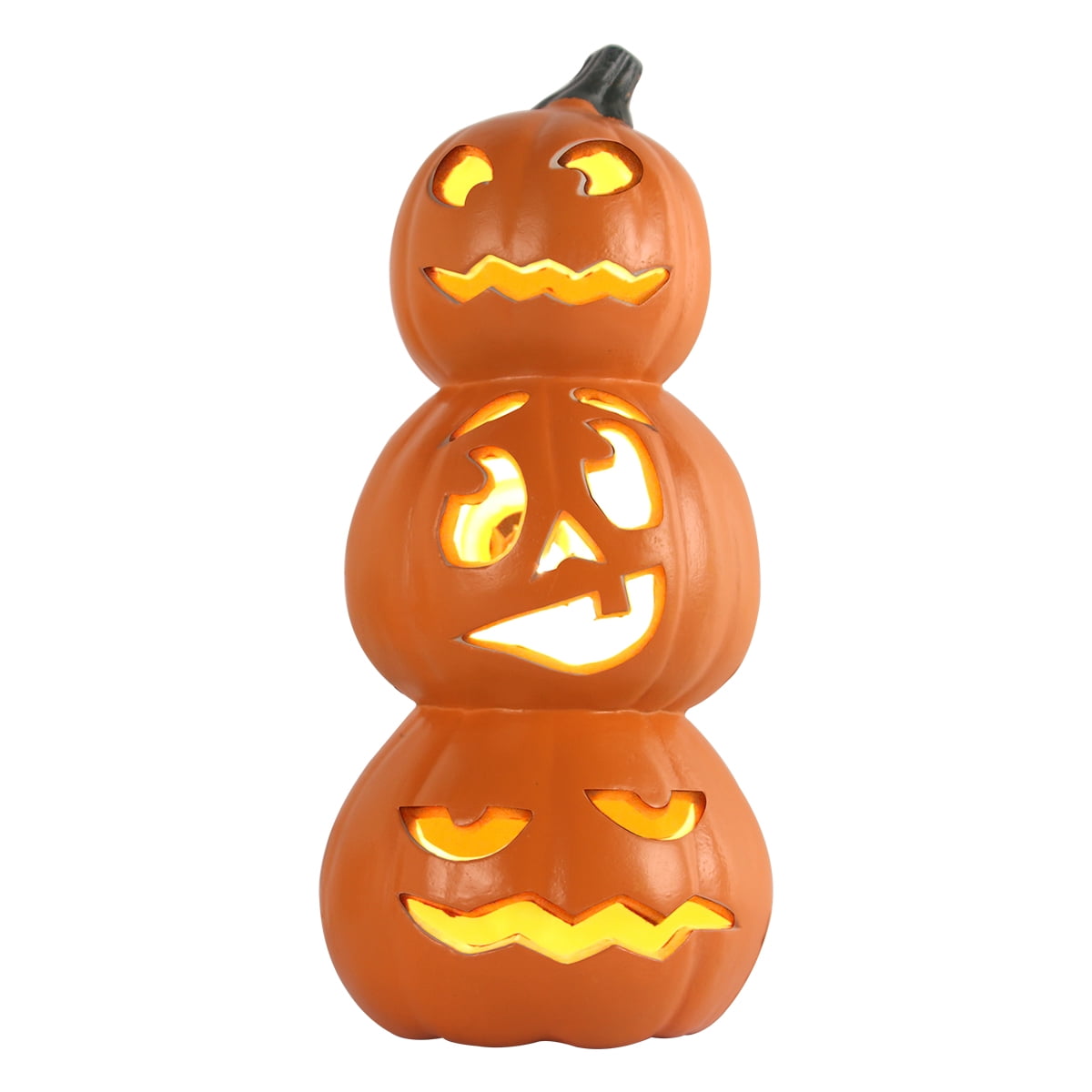Gamexcel 21" Jack O Lantern Halloween Plastic Pumpkin Lights with Pre-lit LED Bulbs - Indoor/Outdoor Smile Face Decoration