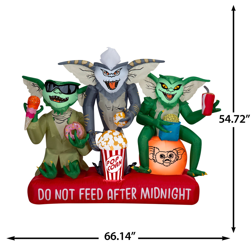 Gremlins Halloween Inflatable Scene with Movie Snacks and Sign, 4.5-Ft Lighted Airblown Yard Decor