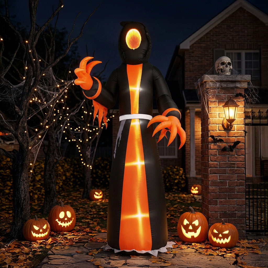 Zimtown 12 FT Halloween Inflatable Grim Reaper with Mirror Tunnel Face,Outdoor Halloween Decoration