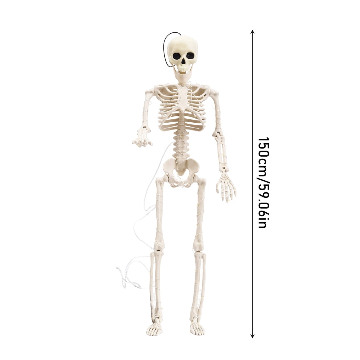 Glowing Pose-N-Stay Halloween Skeletons, Life-Size Full Body Realistic Posable Skeleton with Movable Joints, Spooky Haunted House Decor for Outdoor Yard, Patio & Front Porch