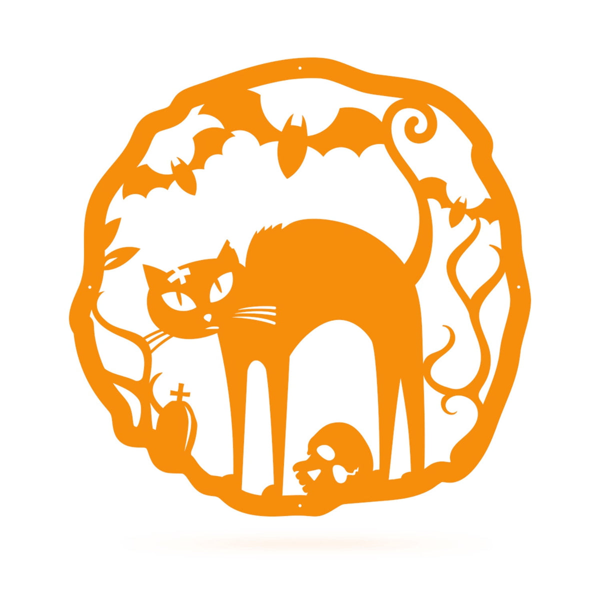 RealSteel: Halloween Cat Wreath – Black Cat Door Decor, Indoor/Outdoor, Multiple Sizes & Colors (18"/B)