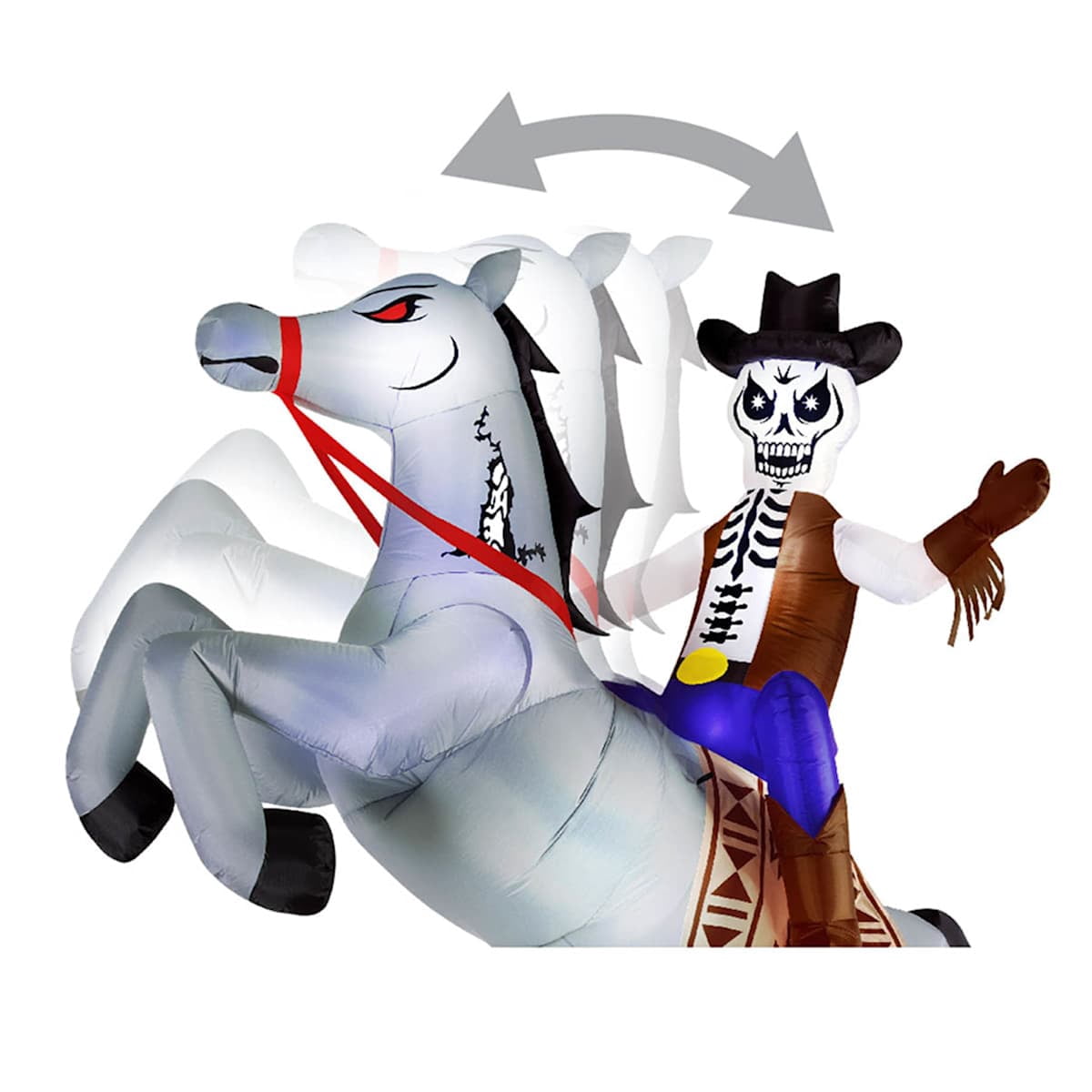 9ft Animated Cowboy Skeleton On Horse Halloween Inflatable