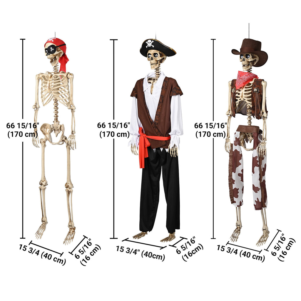 Yescom 5.6ft Halloween Pirate Captain Skeleton Life Size Human Bone Movable Joints Outdoor Decor 2026