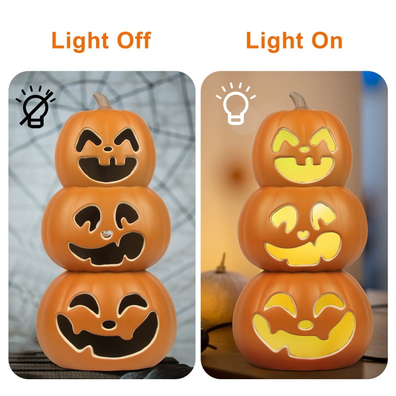 DUNCHATY 21" LED Pumpkin Light, Extra Large Angry Jack O' Lantern Halloween Decor for Outdoor Yard - Furious Face