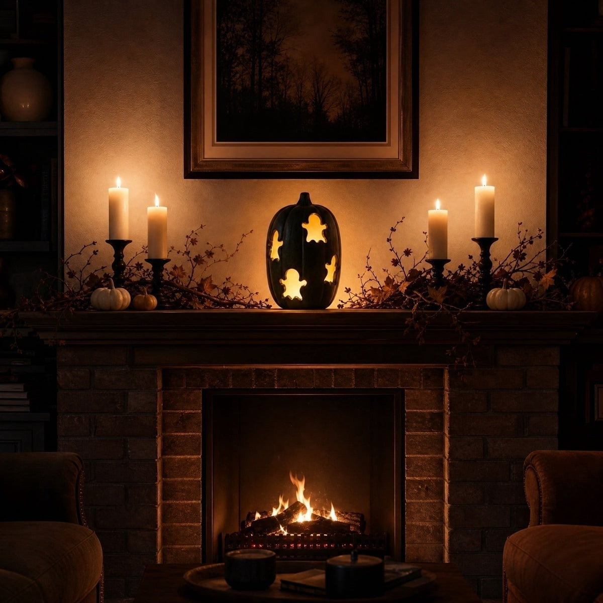 Lighted Halloween Table Centerpiece, Witch Hat Pumpkin Lamp, Black Woven Rattan Halloween Decor Indoor, Glowing Tabletop Decoration for Party Home