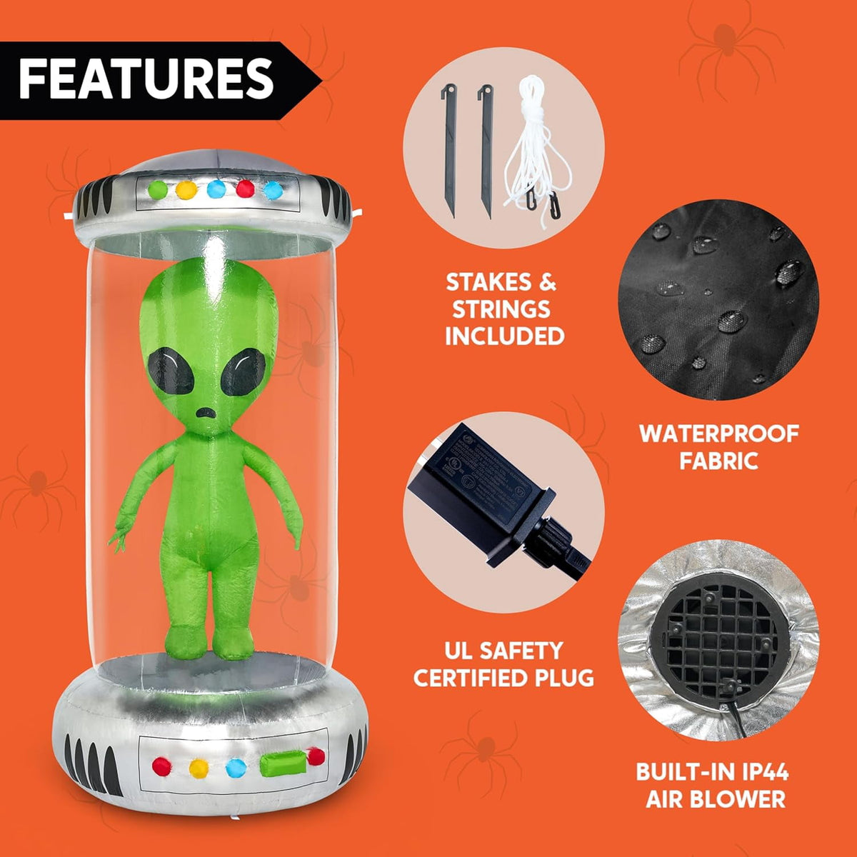 Joyfy 9 ft Halloween Inflatable UFO Alien Decoration with Built-in LEDs,UFO Halloween Decorations Outdoor Blow Up Yard Lawn Decoration