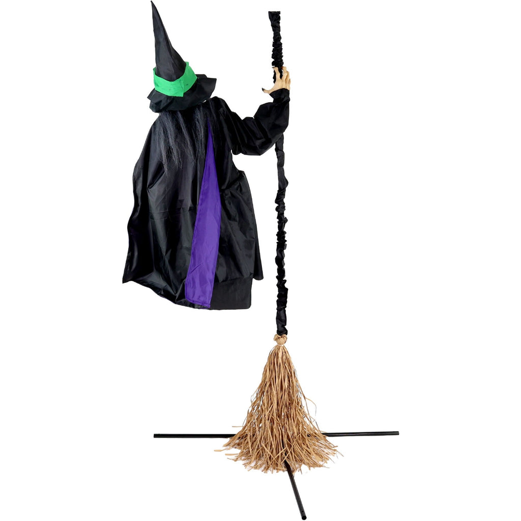 Haunted Hill Farm 6.0-Ft. Touch-Activated Mounted Flying Witch Halloween Animatronic