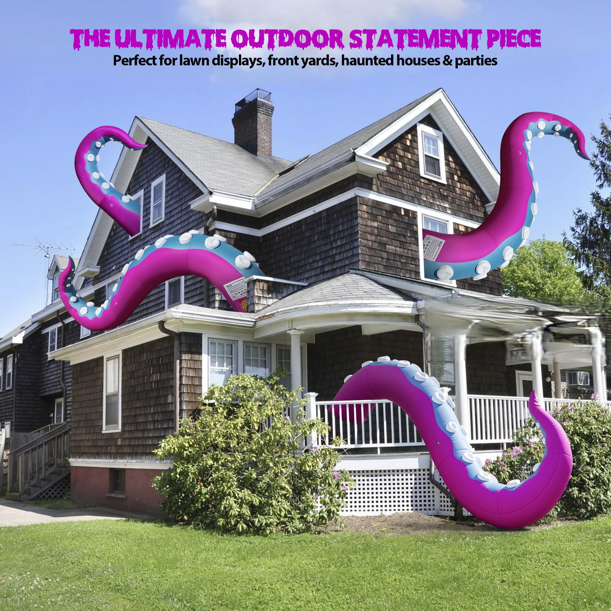 Wellcomer 3 Pcs Halloween Inflatable Octopus Tentacles Décor with Changing LED Lights