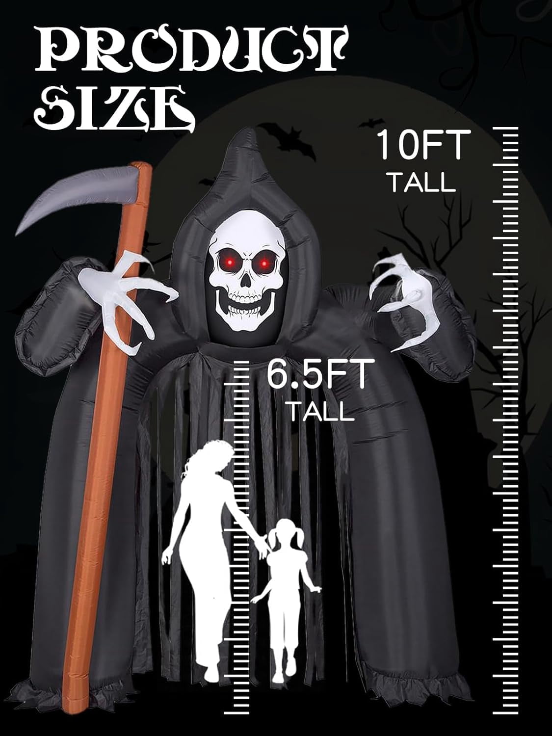 Kalolary 10FT Halloween Inflatable Ghost Archway, Haunted Blow-Up Arch with Built-in LEDs for Outdoor Garden, Lawn, and Yard Party Decorations
