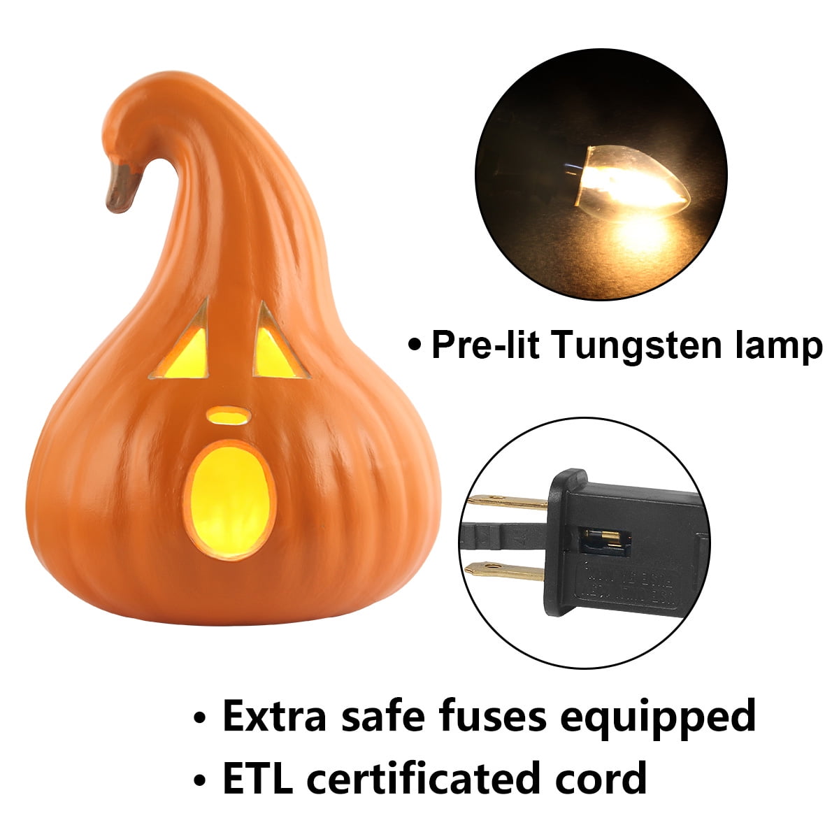 Gamexcel 21" Jack O Lantern Halloween Plastic Pumpkin Lights with Pre-lit LED Bulbs - Indoor/Outdoor Smile Face Decoration