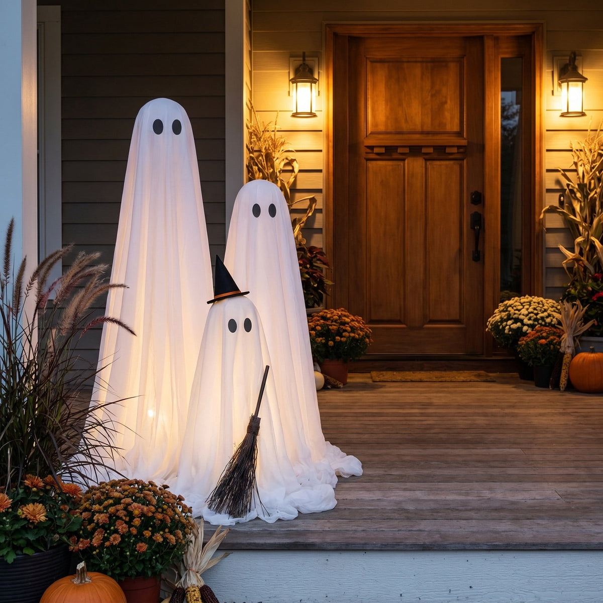 Halloween Decorations 3PC Light Up Ghost Spooky Ghost Decor with Remote for Porch Home Indoor Outdoor Garden Yard Lawn Party Decor