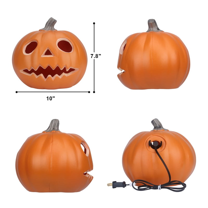 Active Mind Ltd 2-Piece LED Light-Up Halloween Pumpkin Set, Waterproof Indoor and Outdoor Jack-O'-Lantern Decor for Porch Party Haunted Trail