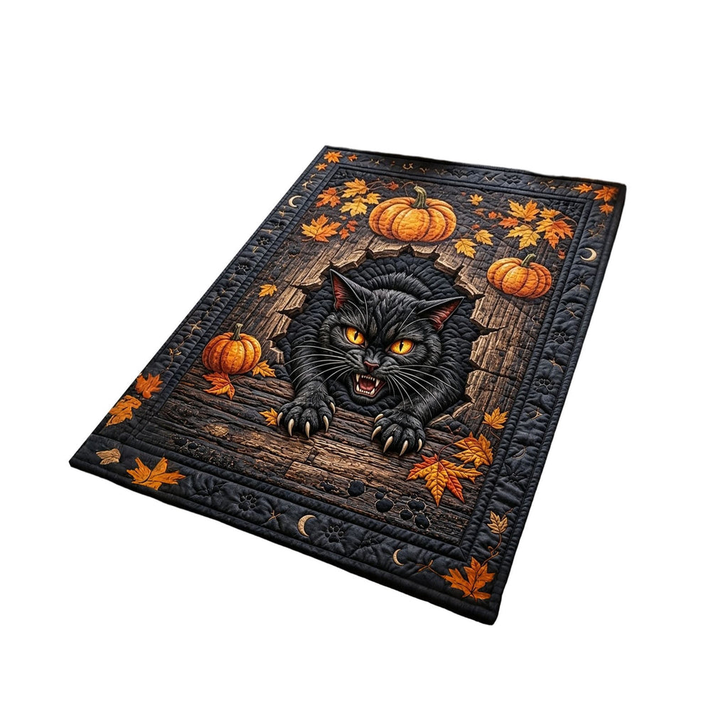 2Pcs Black Cat Doormat, Halloween Autumn Leaves Area Rug, Fall Decor Soft Non-Slip Accent Mat For Living Room, Bedroom, Entryway, Indoor Outdoor Welcome Mat