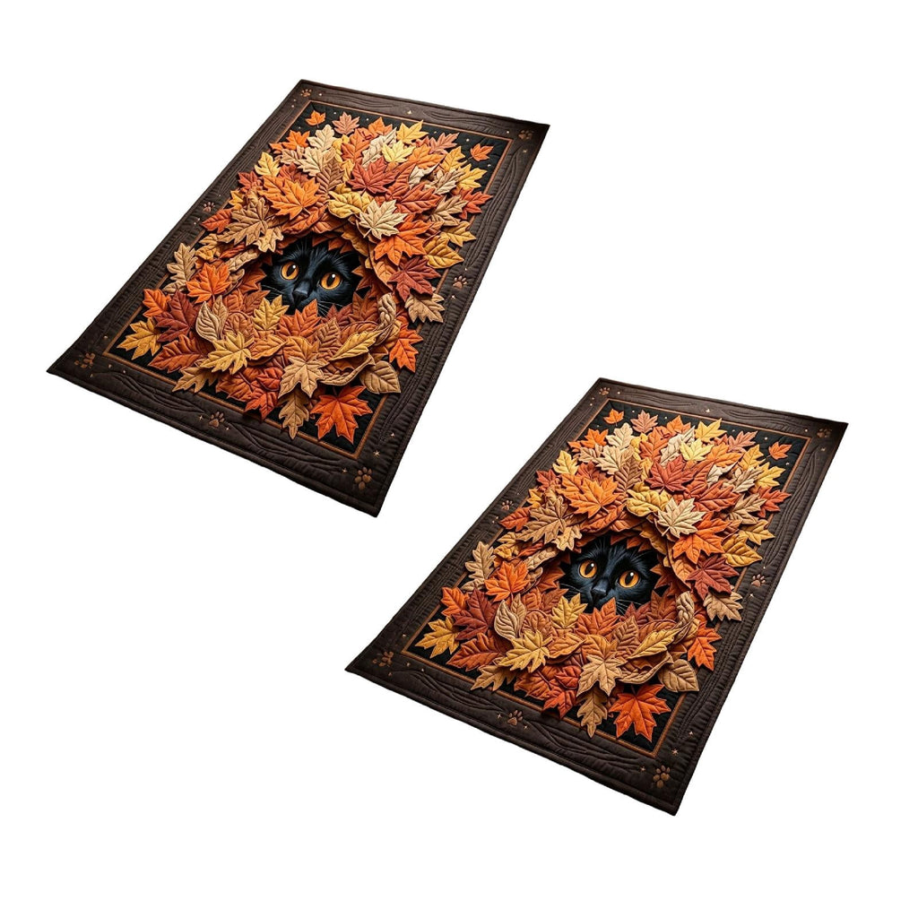2Pcs Black Cat Doormat, Halloween Autumn Leaves Area Rug, Fall Decor Soft Non-Slip Accent Mat For Living Room, Bedroom, Entryway, Indoor Outdoor Welcome Mat 2026