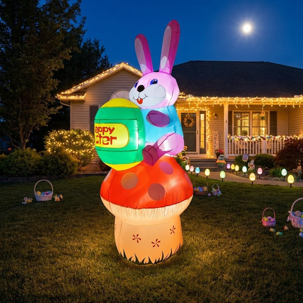 7.9 FT Halloween Inflatable Pumpkin & Ghost Yard Decoration, Pumpkins with Witch Hat, 7 LED Lights, Outdoor Blow Up Decor