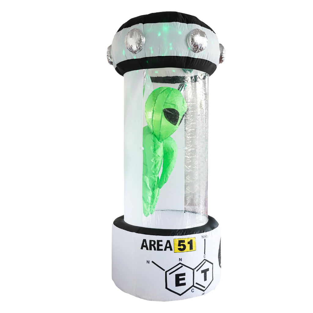 KINQUINN 7.2 ft Halloween Inflatable UFO Alien Experimental Capsule Cabinet, blow-up Spooky Decor For Outdoor Yard Party